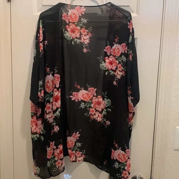 Shein Floral Print Chiffon Kimono Large 8/10 - Picture 4 of 9